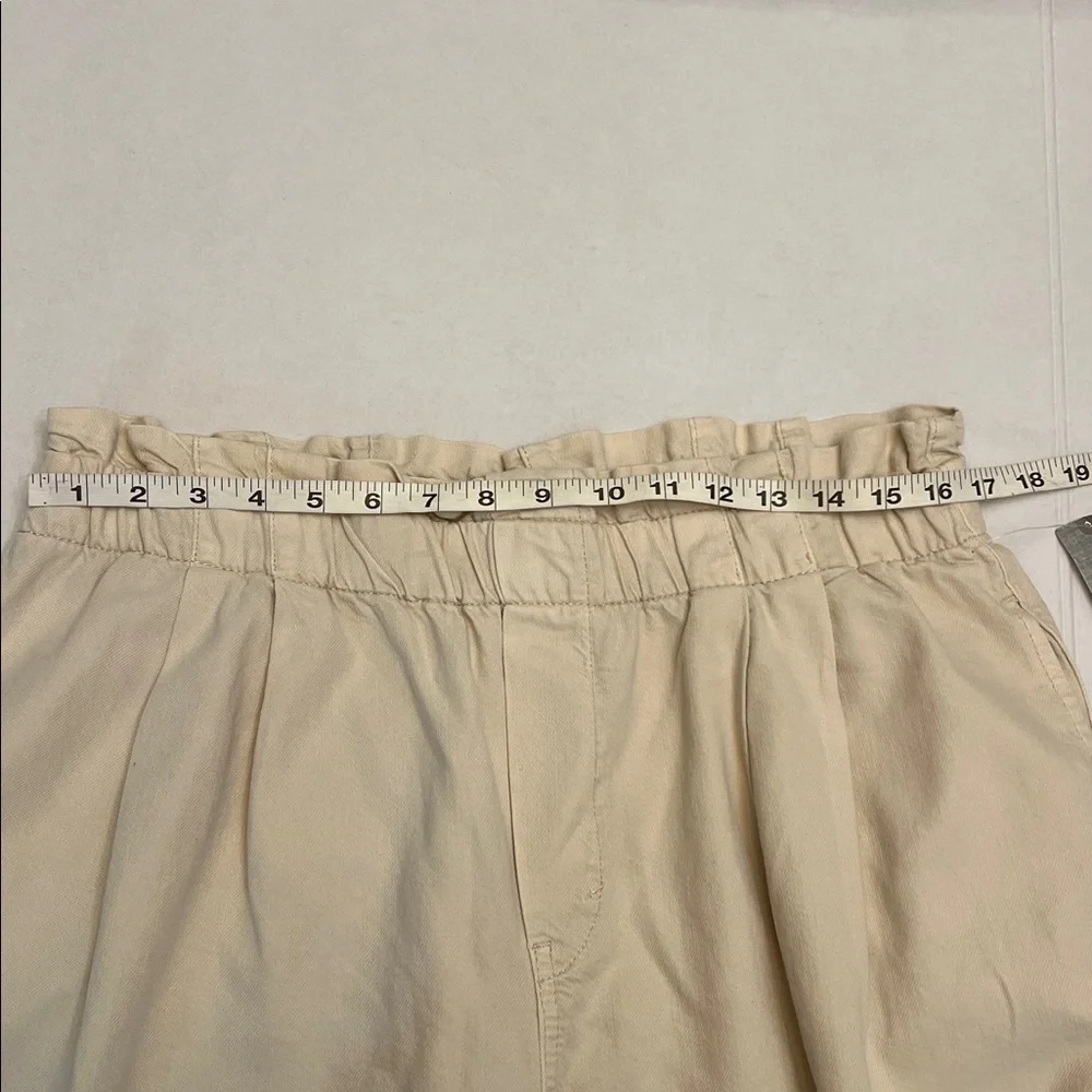 PILCRO ANTHROPOLOGIE CREAM HIGH RISE CROPPED PAPERBAG WIDE LEG PANTS LP